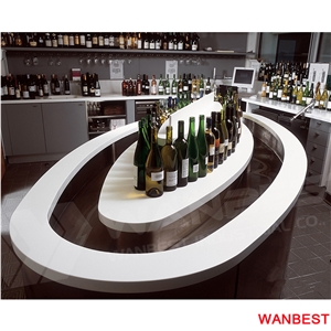 Modern Custom Circle Artificial Stone Restaurant Wine Bar Counter Serving Table