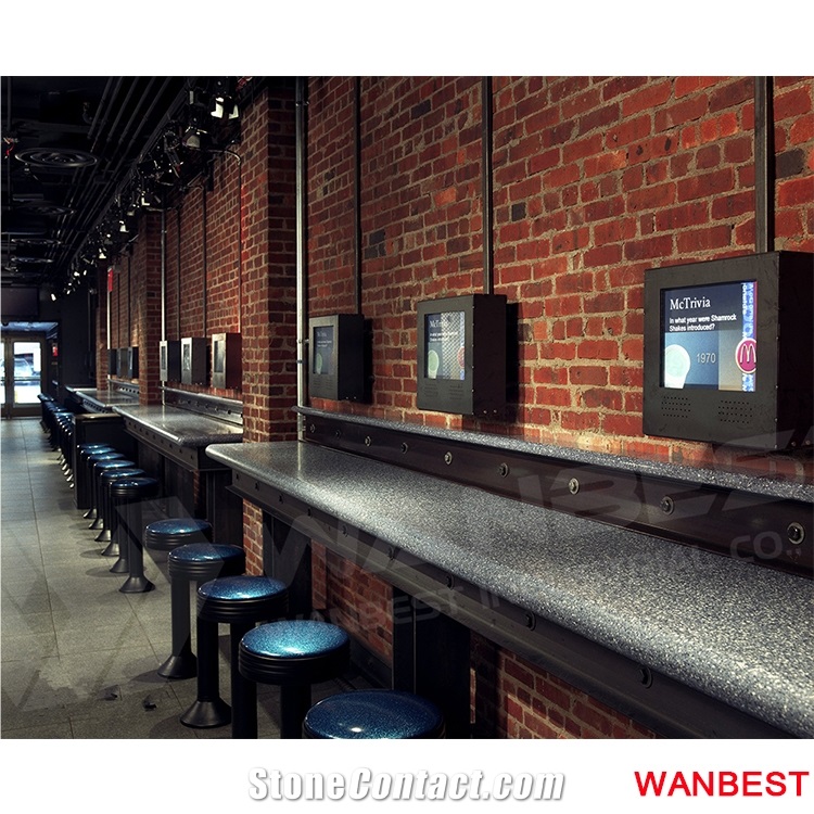 Modern Design Solid Surface Long Narrow Bar Table Restaurant Fast Food Counter