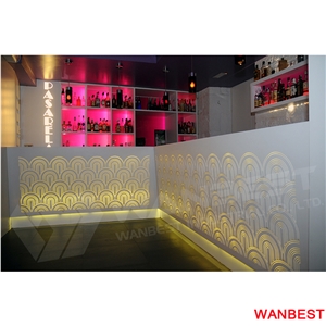 Modern Luxury Artificial Marble Acrylic Top Flower Carved Led Nightclub Music Coffee Juice Wine Bar Cocktail Counter Drinking Table for Sale