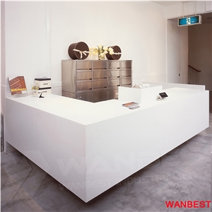Modern Solid Surface Marble U Shape White Curved Carving Office Spa Clinic Hotel Lobby Hall Reception Counter Information Desk for Retail Store