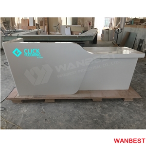 Modern Solid Surface Marble U Shape White Curved Carving Office Spa Clinic Hotel Lobby Hall Reception Counter Information Desk for Retail Store