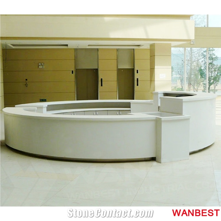 Modern White Solid Surface Marble Circle Shopping Mall Hall Cash