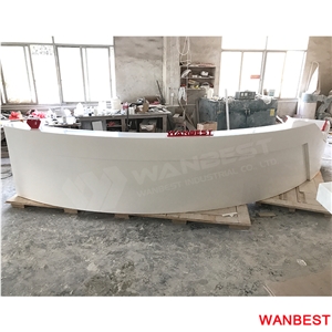 Modern White Solid Surface Marble Circle Shopping Mall Hall Cash Counter Round Hotel Lobby Office Hospital Spa Hair Salon Reception Desk for Sale