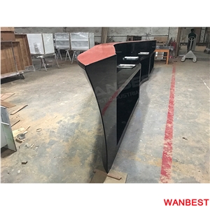 New Arrival Outdoor Artificial Stone Acrylic Boat Style Curved Restaurant Juice Shop Night Club Pub Wine Bar Drink Counter Reception Desk Design