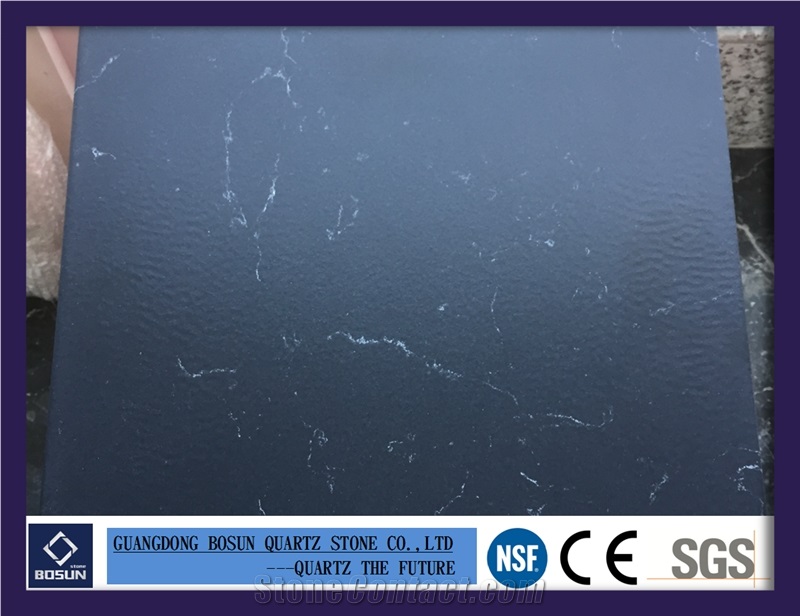 Artificial Quartz Stone Bs3003 Black Ice Leather Serface Solid Surfaces Polished Slabs & Tiles Engineered Stone for Kitchen Bathroom Counter Top