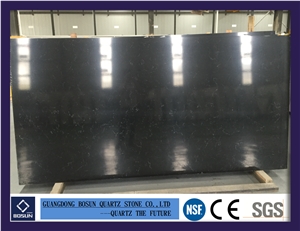 Artificial Quartz Stone Bs3003 Black Ice Solid Surfaces Polished Slabs & Tiles Engineered Stone for Kitchen Bathroom Counter Top