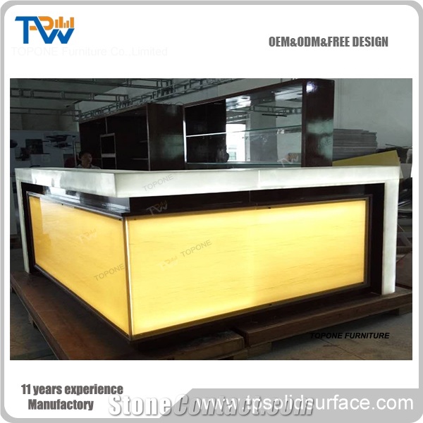 High Quality Illuminated Led Artificial Stone Commercial Bar Counter