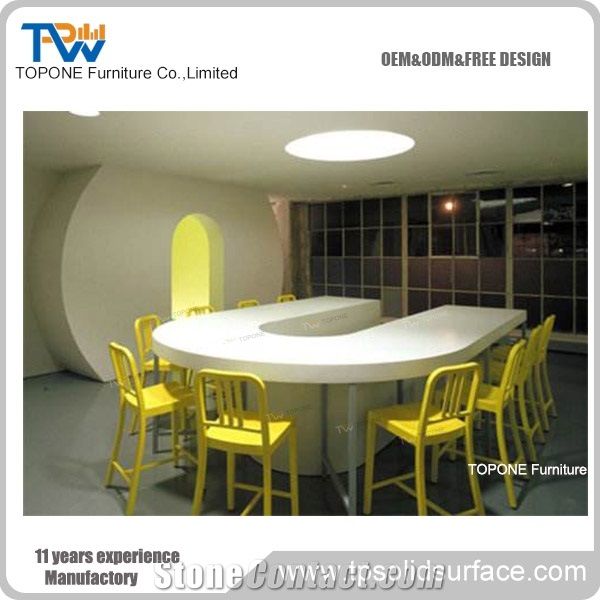 U Shape White Acrylic Solid Surface Modern Conference