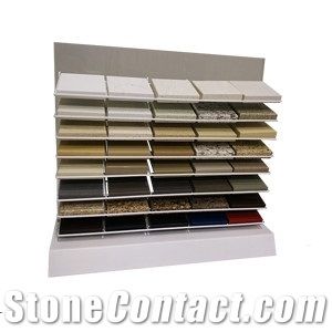 Countertop Sample Rack Stands for Quartzsurface Sample Marble Granite Tile for Showroom Exhibition Metal Desk Displays 5lines with Logo