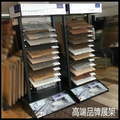 Metal Display Flooring for Tile Hardwood Sheet Floorings Waterfall Display Stands Wood Racks Vinyl Quartz Marble Granite Tower for Showroom
