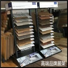 Metal Display Flooring for Tile Hardwood Sheet Floorings Waterfall Display Stands Wood Racks Vinyl Quartz Marble Granite Tower for Showroom