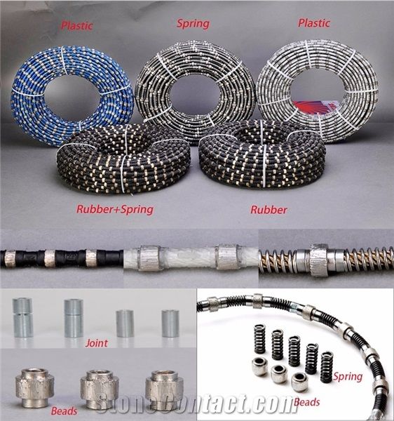 China Manufactuer 11.5mm 11.0mm 10.5mmrubberized Diamond Wire Saw for Granite Quarry,Diamond Wire Rope for Granite Cutting
