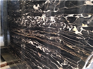 Portoro Extra, Gold and Silver Veins, Black Marble Slabs and Tiles