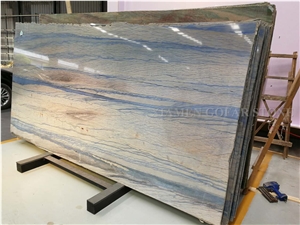 Azul Macaubas Quartzite Polished Slab Tiles,Machine Cutting Brazil Blue Panel for Bathroom Wall Cladding,Floor Covering French Pattern Skirting Gofar