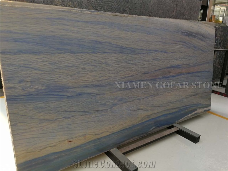 Azul Macaubas Quartzite Polished Slab Tiles,Machine Cutting Brazil Blue Panel for Wall Cladding,Floor Covering French Pattern Skirting