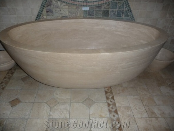 Best Quality Turkey Beige Travertine Bathroom Bathtub Natural Bath Tub Bathtub Suround Bathtub Panels Commercial Bathtub Gofar