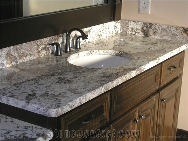 Delicatus White Granite Bath Top Polished,Vanity Top Custom Countertops for Hotel Bathroom