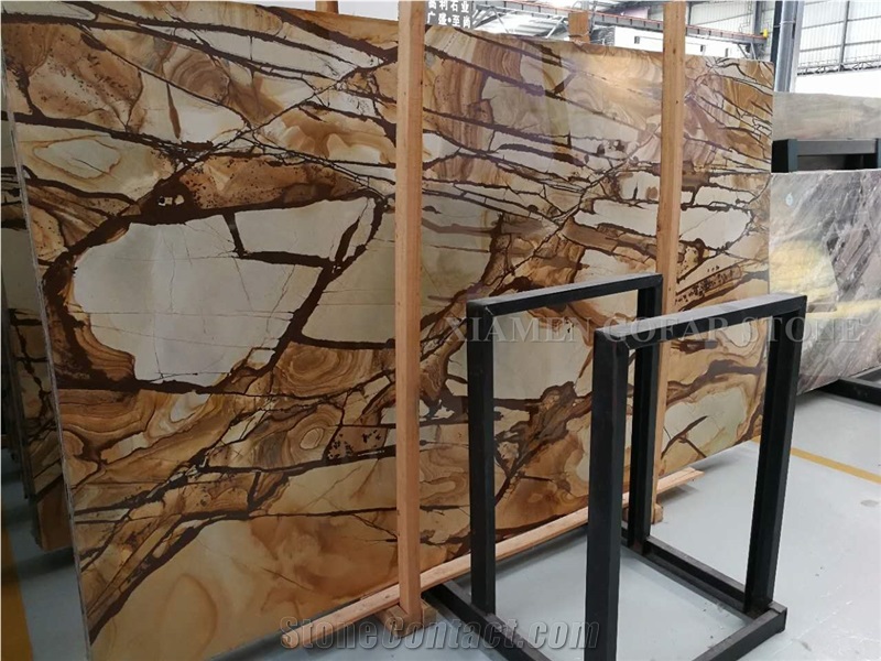 Stone Wood Pomomino Quartzite Interior Polished Slabs,Machine Cutting Brown Quartzite Tile Panel for Interior Walling