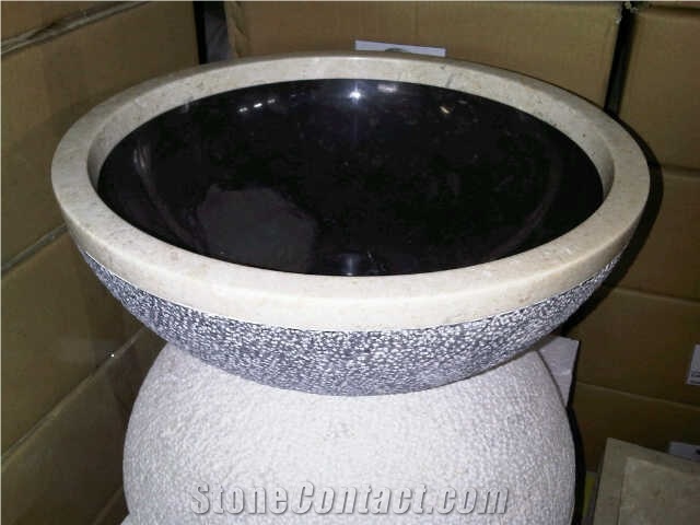 Round Sink Natural Sink Bicolor Basin Marble Basin Pedestal Basin Bathroom Basin Vessel Sink Oval Basin