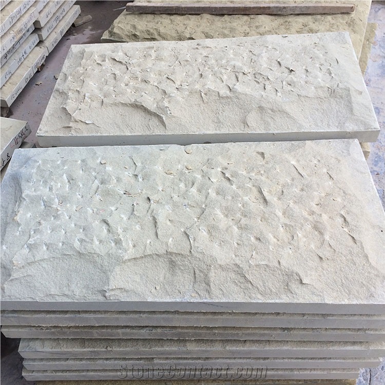 Natural Beige Sandstone Split Face Mushroom Stone for Wall Cladding