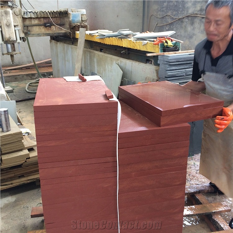 Red Sandstone Exterior for Walls 600*400*30 Honed Surface Customer Size