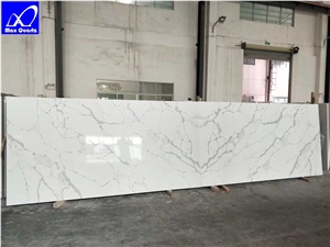 Calacatta White Quartz Stone Slab Lphc-002 2cm and 3cm Available Slab for American Kitchen Countertops Island Bar Top with Mitred End Panels