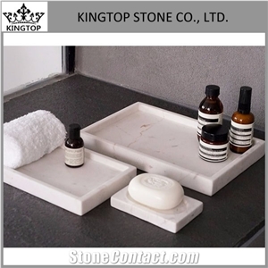 White Carrara Marble Tray,Bath Canister,Dispenser,Toothbrush Holders,Soap Box for Hotel Bathroom Accessories