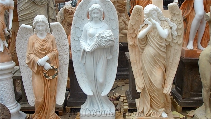 Memorial Sculptures- Guardian Angel Made Of Marble