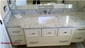 White Ornamental Granite Bathroom Vanity Top