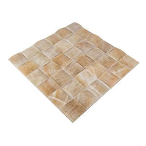 Honey Onyx Polished 3d Pyramid Mosaic 5 X 5 cm