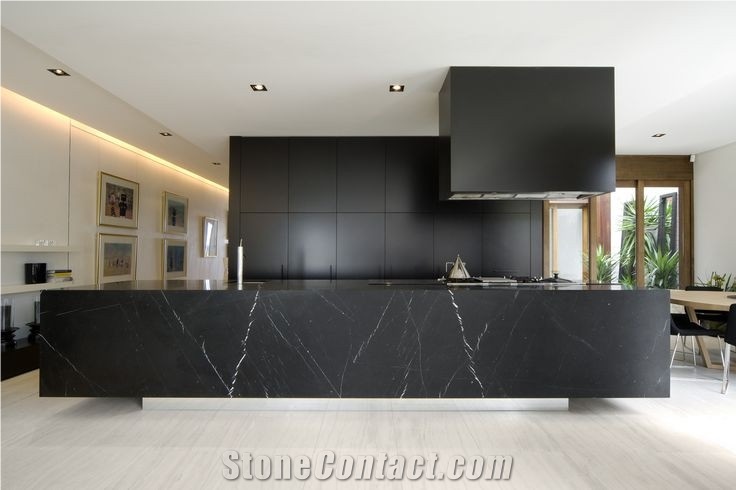 Black Marble Kitchen Countertop, Marble Inlay Table Top