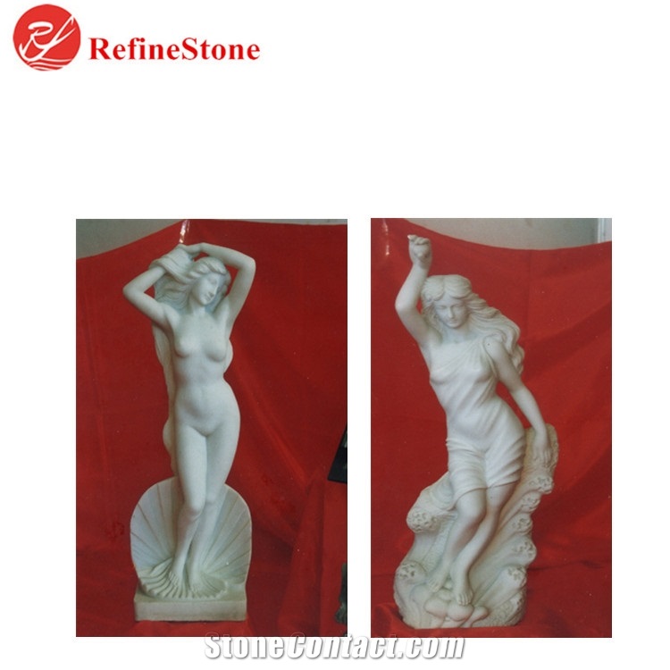 Garden Sex Girls Marble Statues Gips, Outdoor Naked Lady Gypsumcarving Fountain