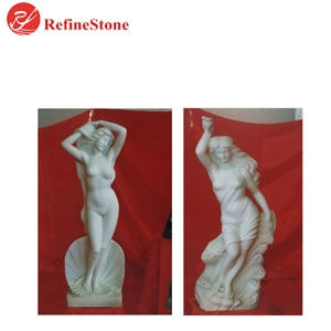Garden Sex Girls Marble Statues Gips, Outdoor Naked Lady Gypsumcarving Fountain