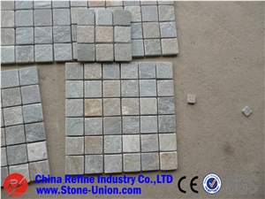 High Quality Grey Slate Tumble Chipped Mosaic for Inside or Outside Decoration,Split Surface Durable Natural Rusty Culture Stone Slate Wall Tile
