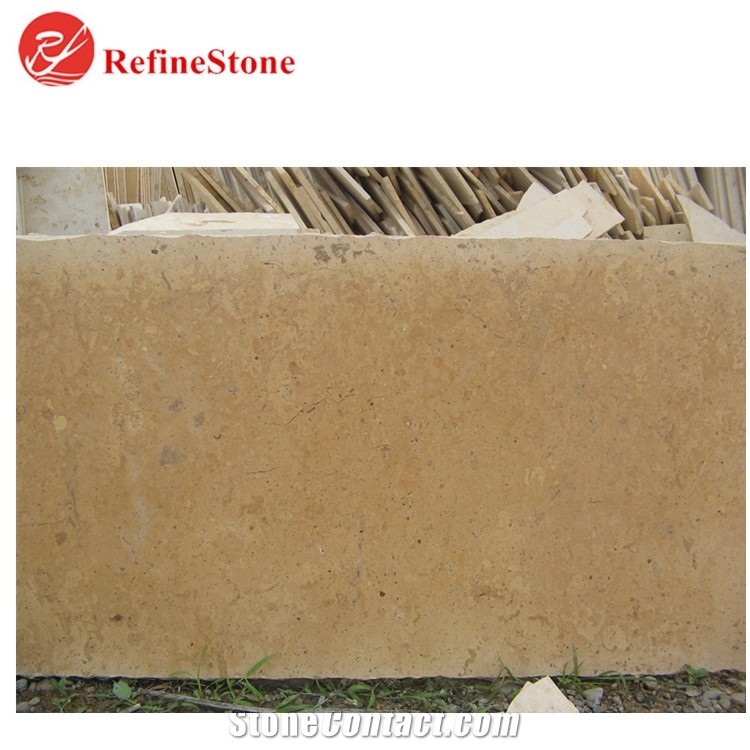 Honed Beige Limestone Slabs and Tiles, Polished Yellow Limestone Tile Veneer