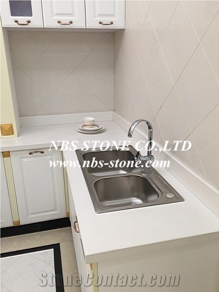 White Quartz Project,Countertop from China,Polished for Covering,Skirting,Natural Building Stone Decoration,Interior Hotel,Bathroom,Kitchentop