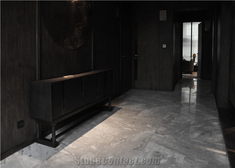 Agud Grey Ice Crystal Marble Stairs Riser Interior Stepping,Imperial Gray Marble Cut to Size Staicase Panel for Hotel Floor Covering