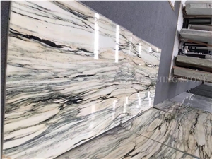 Bamboo White Wooden Marble Polished Marble Slabs with Green Veins,Cutting Tiles Panel for Wall Cladding,Floor Covering