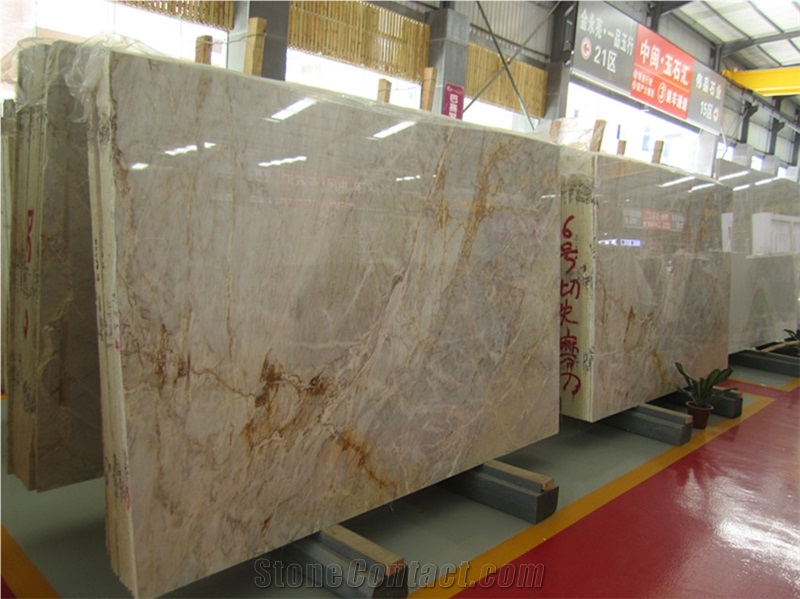 Barcelona Gold Vein High Glossy Polished Slabs,Machine Cutting Skirting Panel Tiles for Hotel Interior Wall Cladding,Floor Covering Paving Pattern