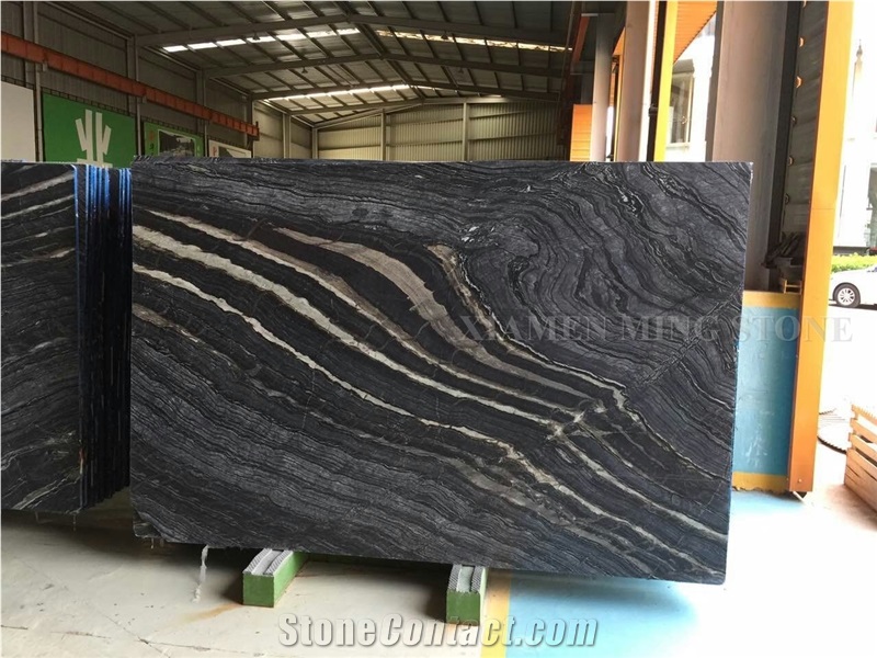 Black Wooden Vein Cutting Marble Slab Polished, Ancient Black Wood Grain Slabs, Panel Tiles for Wall Cladding,Floor Covering
