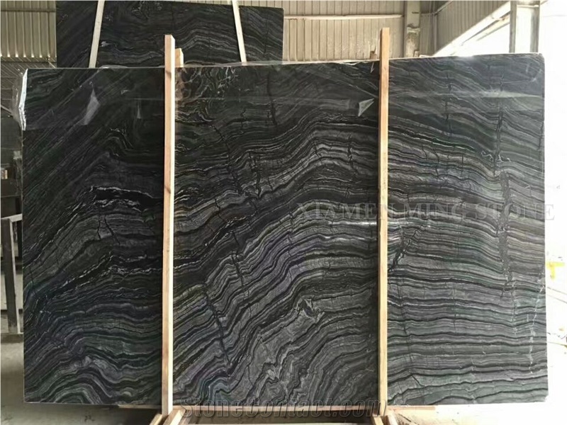 Block Stock Black Wooden Vein Marble Slab Polished, Ancient Nero Slabs Tiles Machine Cutting Panel Tiles for Wall Cladding,Floor Covering