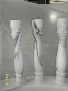 Blue Sky White Landscaping Marble Tombstone Vases,Funeral Accessories,Round Urns