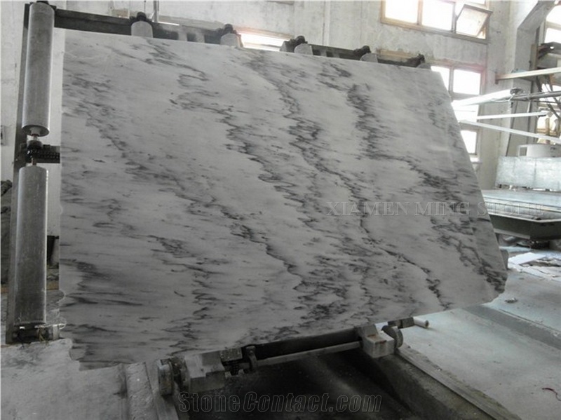 Blue Sky White Marble Landscaping Marble Machine Cutting Slab,Tiles Panel for Interior Wall Cladding,Bathroom Floor Covering Pattern Polished Slabs