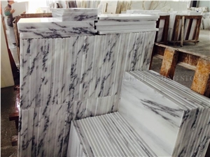 China Lighting Landscaping White Marble Machine Cutting Tiles,Slab Panel for Interior Wall Cladding,Bathroom Floor Covering Pattern