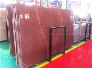 China Rosso Alicante Polished Marble Big Slabs,Machine Cutting Red Marble Tiles for Bathroom Surround Floor Paving,Wall Cladding Pattern