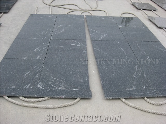Honed Snow Grey Granite Tiles,China Jet Mist Granite,Nero Branco Granite,Jet Mist Black Granite,China Black Via Lactea Tiles Garden Stepping