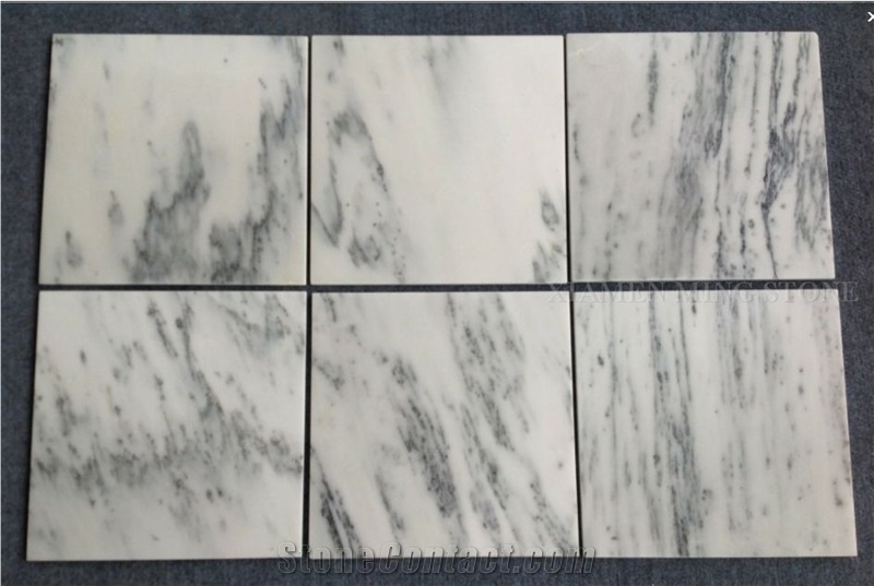 Polished Blue Sky White Landscaping Marble Machine Cutting Tiles, Panel Interior Wall Cladding,Bathroom Floor Covering Pattern Slabs