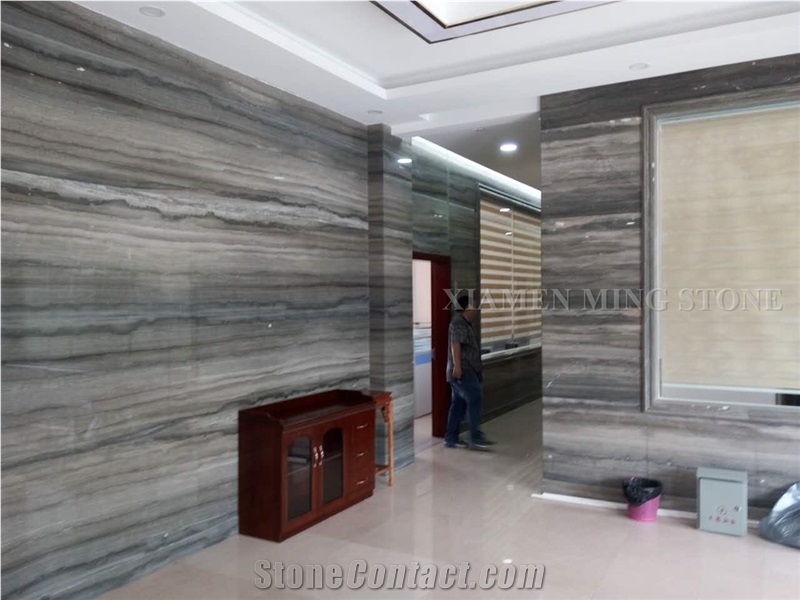 Silver Serpeggiante Blue Limestone Polished Slabs Tile Cutting Panel for Interior Wall Cladding,Lobby Floor Covering Pattern