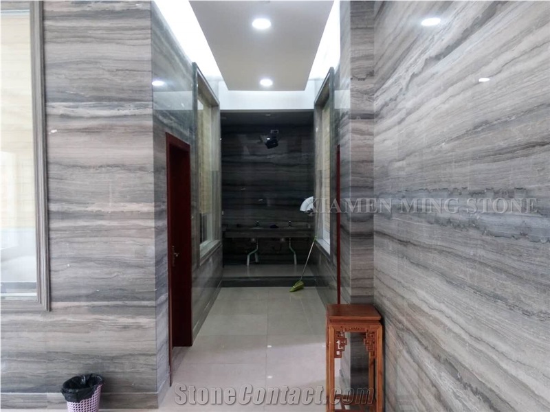 Silver Serpeggiante Blue Limestone Polished Slabs Tile,Ocean Straight Wooden Vein Cutting Panel Interior Wall Cladding,Lobby Floor Covering Pattern