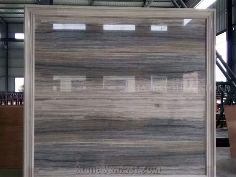 Silver Serpeggiante Blue Limestone Polished Slabs Tile,Ocean Wooden Vein Cutting Panel for Interior Wall Cladding,Lobby Floor Covering Pattern